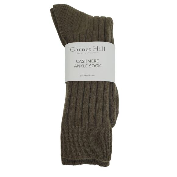 Soft Ribbed 82% Cashmere Ankle Socks Size 9-11 Warm Cozy Garnet Hill Olive Green - Picture 2 of 7